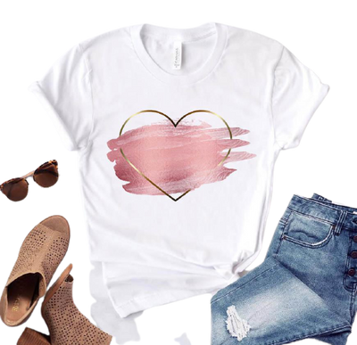 Heart flower print ladies T-shirt - Overcoming T.R.A.U.M.A.