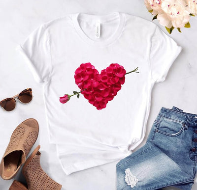 Heart flower print ladies T-shirt - Overcoming T.R.A.U.M.A.