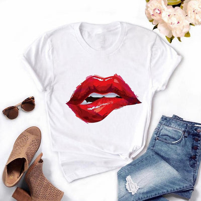 Women Lips Kawaii T-shirt - Overcoming T.R.A.U.M.A.