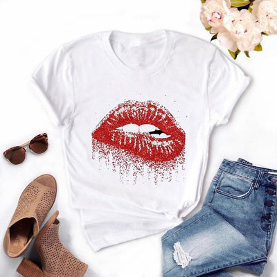 Women Lips Kawaii T-shirt - Overcoming T.R.A.U.M.A.