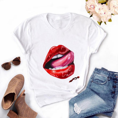 Women Lips Kawaii T-shirt - Overcoming T.R.A.U.M.A.