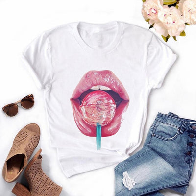 Women Lips Kawaii T-shirt - Overcoming T.R.A.U.M.A.