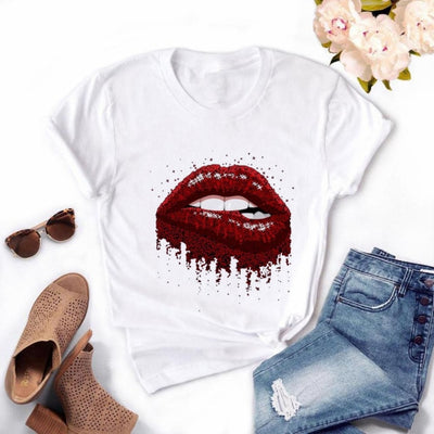 Women Lips Kawaii T-shirt - Overcoming T.R.A.U.M.A.
