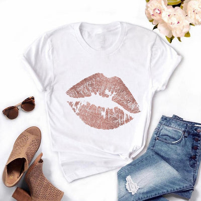 Women Lips Kawaii T-shirt - Overcoming T.R.A.U.M.A.