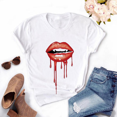 Women Lips Kawaii T-shirt - Overcoming T.R.A.U.M.A.