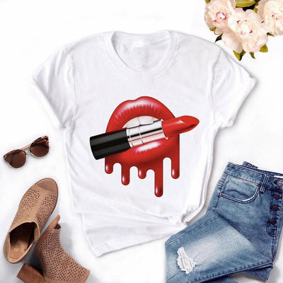 Women Lips Kawaii T-shirt - Overcoming T.R.A.U.M.A.