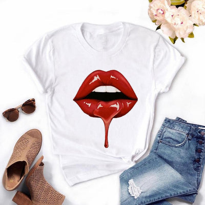 Women Lips Kawaii T-shirt - Overcoming T.R.A.U.M.A.