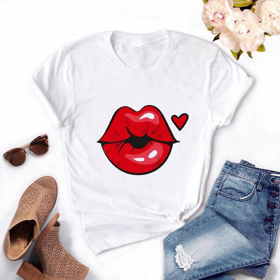 Women Lips Kawaii T-shirt - Overcoming T.R.A.U.M.A.