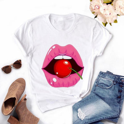 Women Lips Kawaii T-shirt - Overcoming T.R.A.U.M.A.