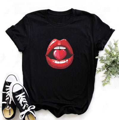 Women Lips Kawaii T-shirt - Overcoming T.R.A.U.M.A.